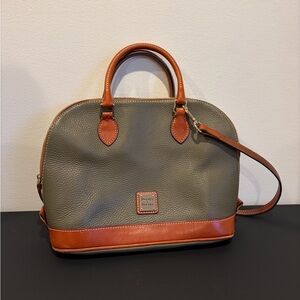 Dooney & Bourke Olive and Brown Leather Satchel